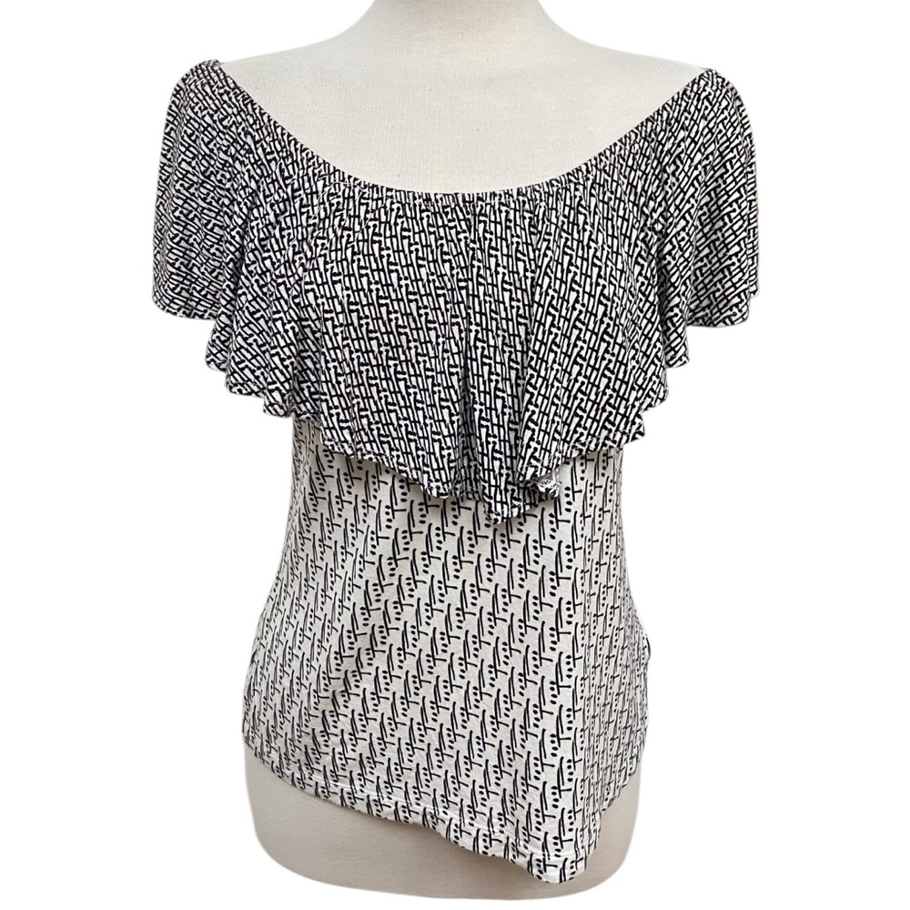 Postmark Black and White Off The Shoulder Top Women's Size Small